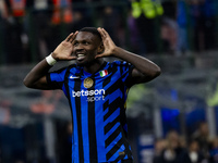 Marcus Thuram celebrates after scoring a goal during the Serie A football match between FC Internazionale and Torino FC at Stadio Giuseppe M...