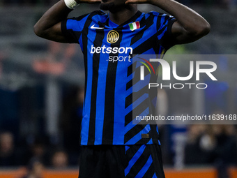 Marcus Thuram celebrates after scoring a goal during the Serie A football match between FC Internazionale and Torino FC at Stadio Giuseppe M...