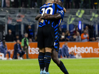 Lautaro Martinez and Marcus Thuram celebrate after scoring a goal during the Serie A football match between FC Internazionale and Torino FC...