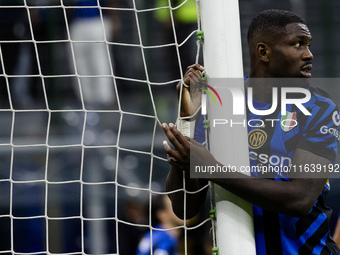 Marcus Thuram plays during the Serie A match between FC Internazionale and Torino FC at Stadio Giuseppe Meazza in Milano, Italy, on October...