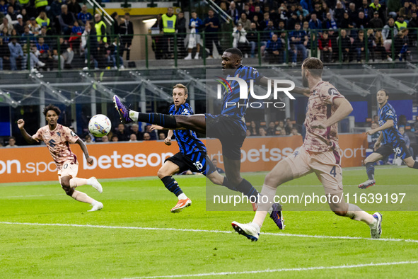 Marcus Thuram plays during the Serie A match between FC Internazionale and Torino FC at Stadio Giuseppe Meazza in Milano, Italy, on October...