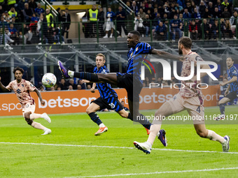 Marcus Thuram plays during the Serie A match between FC Internazionale and Torino FC at Stadio Giuseppe Meazza in Milano, Italy, on October...