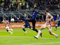 Marcus Thuram plays during the Serie A match between FC Internazionale and Torino FC at Stadio Giuseppe Meazza in Milano, Italy, on October...