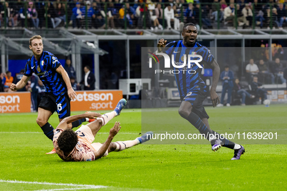 Marcus Thuram plays during the Serie A match between FC Internazionale and Torino FC at Stadio Giuseppe Meazza in Milano, Italy, on October...