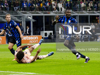 Marcus Thuram plays during the Serie A match between FC Internazionale and Torino FC at Stadio Giuseppe Meazza in Milano, Italy, on October...