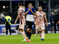 Davide Frattesi plays during the Serie A match between FC Internazionale and Torino FC in Milano, Italy, on October 5, 2024, at Stadio Giuse...