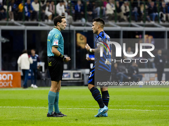 Lautaro Martinez plays during the Serie A match between FC Internazionale and Torino FC at Stadio Giuseppe Meazza in Milano, Italy, on Octob...