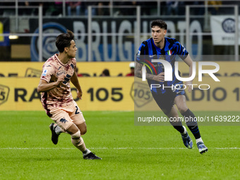 Alessandro Bastoni plays during the Serie A match between FC Internazionale and Torino FC at Stadio Giuseppe Meazza in Milano, Italy, on Oct...