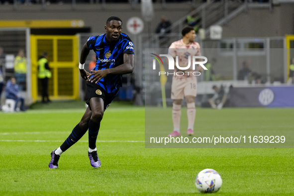 Marcus Thuram plays during the Serie A match between FC Internazionale and Torino FC at Stadio Giuseppe Meazza in Milano, Italy, on October...