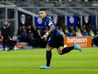 Lautaro Martinez plays during the Serie A match between FC Internazionale and Torino FC at Stadio Giuseppe Meazza in Milano, Italy, on Octob...