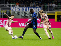 Marcus Thuram and Marcus Pedersen are in action during the Serie A match between FC Internazionale and Torino FC at Stadio Giuseppe Meazza i...