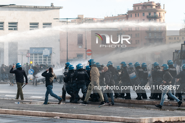 Clashes with the police and pro-Palestine demonstrations occur during the pro-Palestinian demonstration calling for an end to Israeli attack...