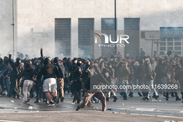 Clashes with the police and pro-Palestine demonstrations occur during the pro-Palestinian demonstration calling for an end to Israeli attack...