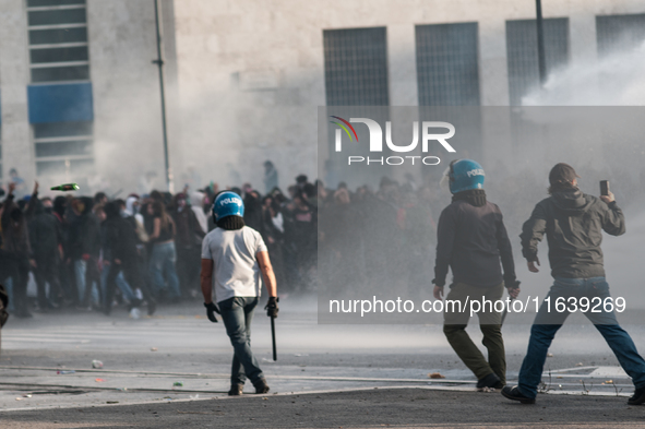 Clashes with the police and pro-Palestine demonstrations occur during the pro-Palestinian demonstration calling for an end to Israeli attack...