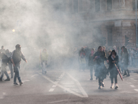 Clashes with the police and pro-Palestine demonstrations occur during the pro-Palestinian demonstration calling for an end to Israeli attack...