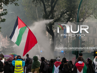 Clashes with the police and pro-Palestine demonstrations occur during the pro-Palestinian demonstration calling for an end to Israeli attack...