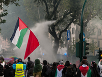 Clashes with the police and pro-Palestine demonstrations occur during the pro-Palestinian demonstration calling for an end to Israeli attack...