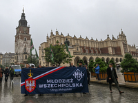 KRAKOW, POLAND - OCTOBER 5:
Members of the All-Polish Youth (Polish: Mlodziez Wszechpolska), a far-right ultranationalist youth organization...