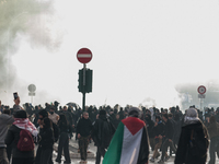 Clashes with the police and pro-Palestine demonstrations occur during the pro-Palestinian demonstration calling for an end to Israeli attack...