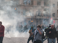 Clashes with the police and pro-Palestine demonstrations occur during the pro-Palestinian demonstration calling for an end to Israeli attack...