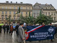 KRAKOW, POLAND - OCTOBER 5:
Members of the All-Polish Youth (Polish: Mlodziez Wszechpolska), a far-right ultranationalist youth organization...