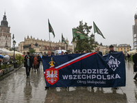 KRAKOW, POLAND - OCTOBER 5:
Members of the All-Polish Youth (Polish: Mlodziez Wszechpolska), a far-right ultranationalist youth organization...