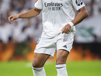 Kylian Mbappe of Real Madrid CF is in action with the ball during the La Liga EA Sports 2024/25 football match between Real Madrid CF and Vi...