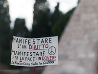 People from some Palestinian associations in Italy participate in a national pro-Palestine demonstration in Rome, Italy, on October 5, 2024,...