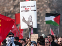 People from some Palestinian associations in Italy participate in a national pro-Palestine demonstration in Rome, Italy, on October 5, 2024,...