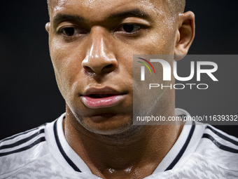 Kylian Mbappe of Real Madrid CF is seen during the La Liga EA Sports 2024/25 football match between Real Madrid CF and Villarreal CF at Esta...