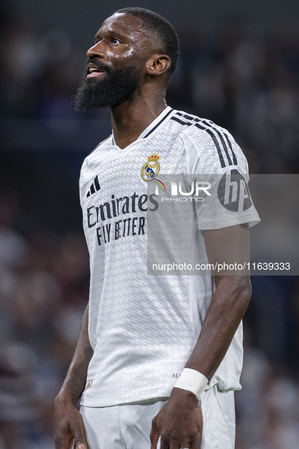 Antonio Rudiger of Real Madrid CF appears desperate during the La Liga EA Sports 2024/25 football match between Real Madrid CF and Villarrea...