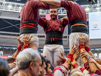 Colla Castellera Jove de Barcelona participates in the Concurs de Castells competition in Tarragona, Spain, on October 5, 2024. (