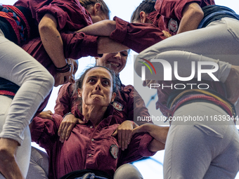 Colla Castellera Jove de Barcelona participates in the Concurs de Castells competition in Tarragona, Spain, on October 5, 2024. (