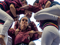 Colla Castellera Jove de Barcelona participates in the Concurs de Castells competition in Tarragona, Spain, on October 5, 2024. (