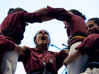 Colla Castellera Jove de Barcelona participates in the Concurs de Castells competition in Tarragona, Spain, on October 5, 2024. (