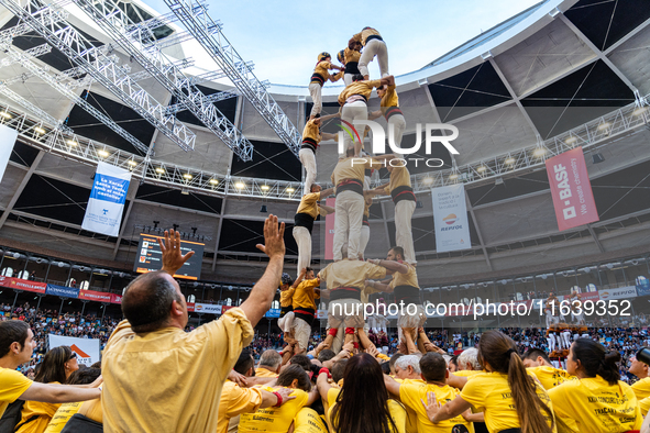 Bordegassos de Vilanova participate in the Concurs de Castells competition in Tarragona, Spain, on October 5, 2024. 