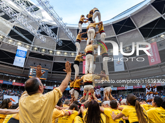 Bordegassos de Vilanova participate in the Concurs de Castells competition in Tarragona, Spain, on October 5, 2024. (