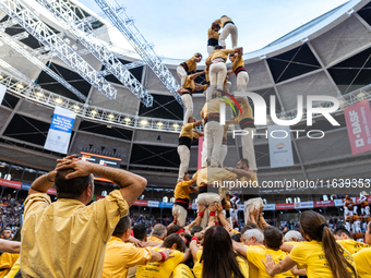 Bordegassos de Vilanova participate in the Concurs de Castells competition in Tarragona, Spain, on October 5, 2024. (