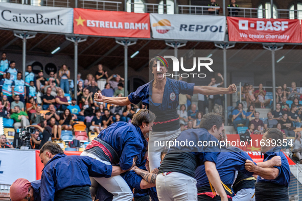 Xiquets de Serrallo participate in the Concurs de Castells competition in Tarragona, Spain, on October 5, 2024. 