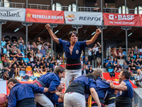 Xiquets de Serrallo participate in the Concurs de Castells competition in Tarragona, Spain, on October 5, 2024. (