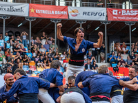 Xiquets de Serrallo participate in the Concurs de Castells competition in Tarragona, Spain, on October 5, 2024. (