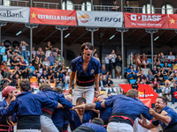 Xiquets de Serrallo participate in the Concurs de Castells competition in Tarragona, Spain, on October 5, 2024. (