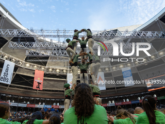 Castellers de Mollet participate in the Concurs de Castells competition in Tarragona, Spain, on October 5, 2024. (