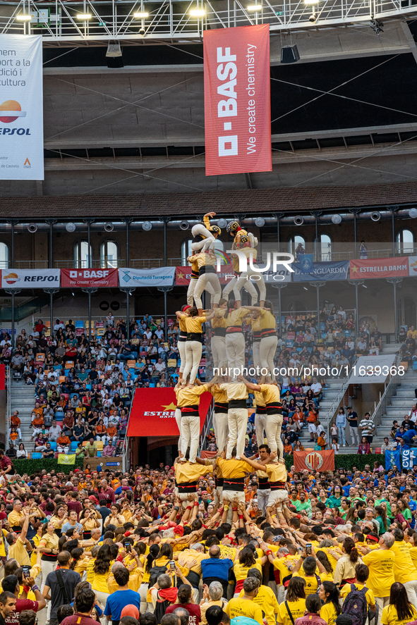 Bordegassos de Vilanova participate in the Concurs de Castells competition in Tarragona, Spain, on October 5, 2024. 