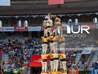 Bordegassos de Vilanova participate in the Concurs de Castells competition in Tarragona, Spain, on October 5, 2024. (