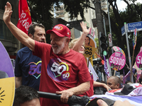 Left-wing parties, with the presence of the President of Brazil, Luiz Inacio Lula da Silva, participate in a campaign event for the candidat...