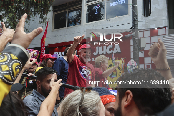 Left-wing parties, with the presence of the President of Brazil, Luiz Inacio Lula da Silva, participate in a campaign event for the candidat...