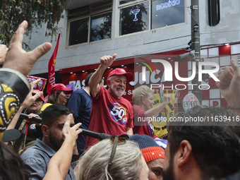 Left-wing parties, with the presence of the President of Brazil, Luiz Inacio Lula da Silva, participate in a campaign event for the candidat...