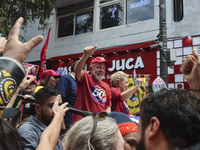 Left-wing parties, with the presence of the President of Brazil, Luiz Inacio Lula da Silva, participate in a campaign event for the candidat...