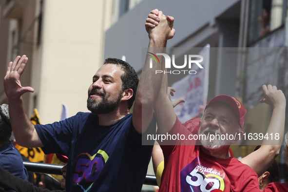 Left-wing parties, with the presence of the President of Brazil, Luiz Inacio Lula da Silva, participate in a campaign event for the candidat...